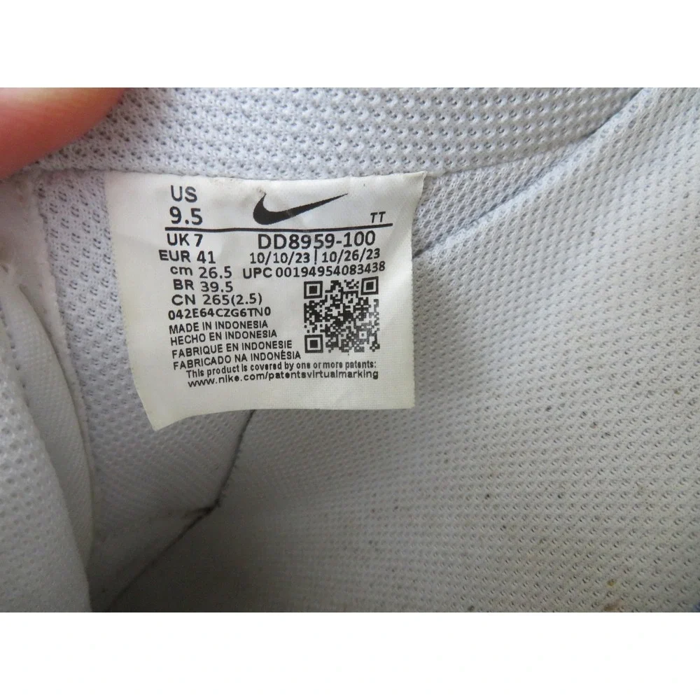 Nike Air Force 1 Shoes Womens 9.5 White Leather Casual Sneakers DD8959-100 - Picture 10 of 10